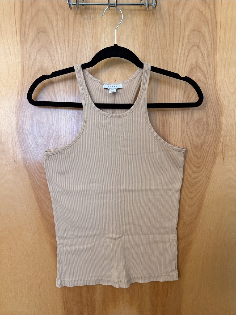 Topshop Tan Ribbed Racerback Tank